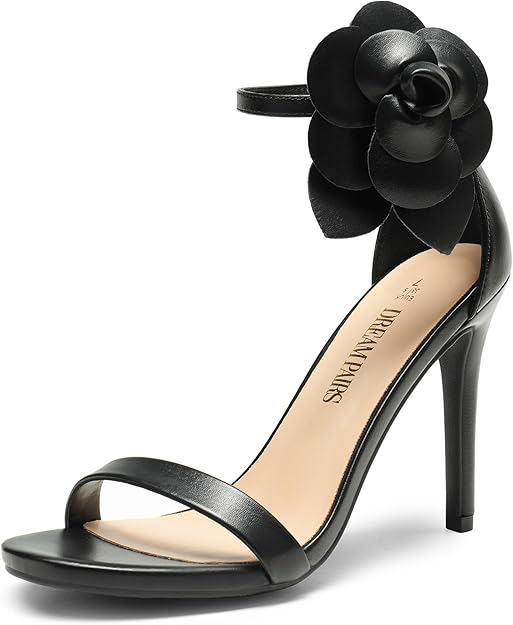 DREAM PAIRS Women’s High Heels Flower Ankle Strap Stilettos